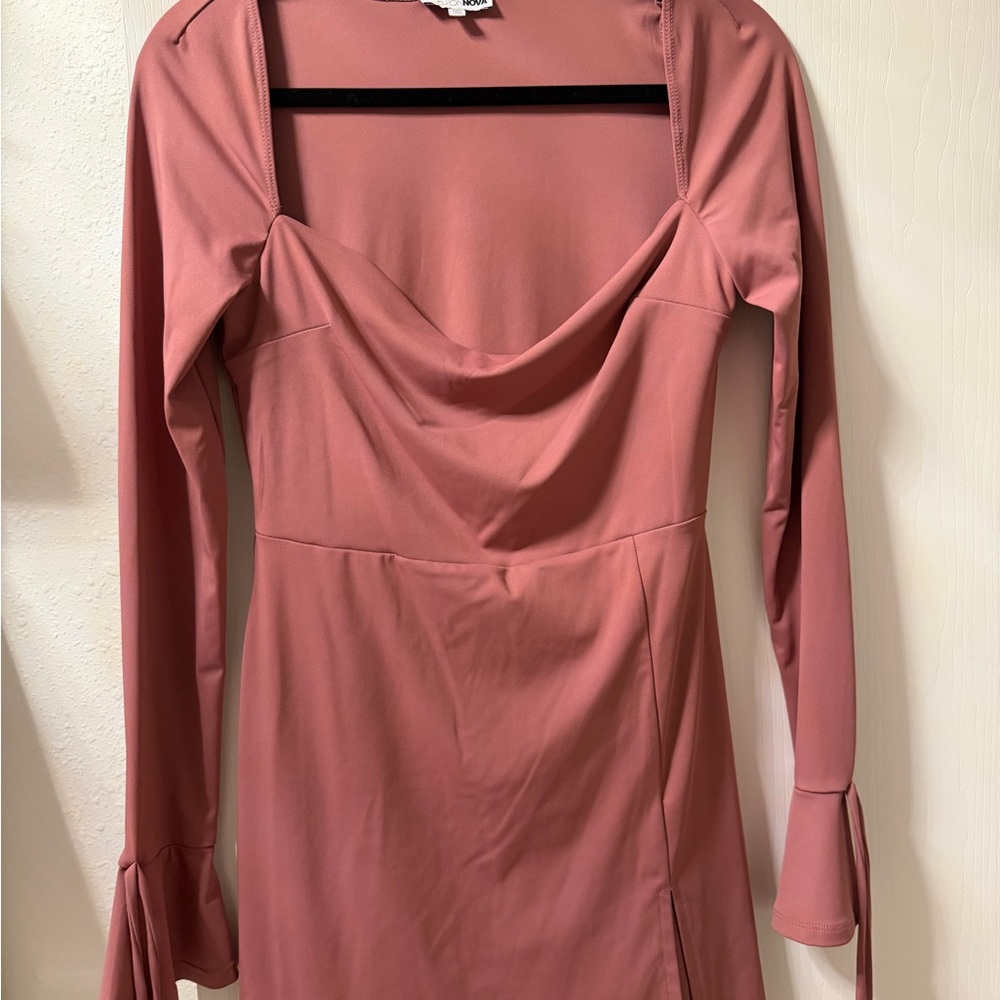 Fashion Nova Mauve Long Sleeve Dress